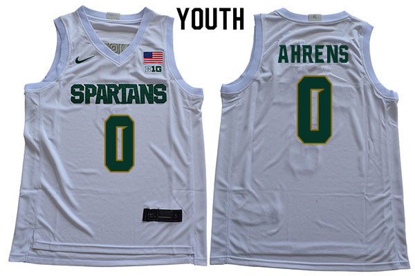 Youth Michigan State Spartans #0 Kyle Ahrens NCAA Nike Authentic White 2019-20 College Stitched Basketball Jersey VU41T14KJ